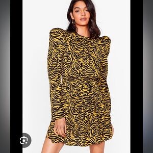 Zebra High Neck Satin Dress